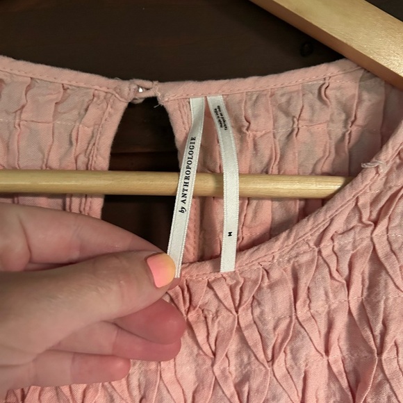 Anthropologie Blush Pink Smocked Blouse Size M - Picture 4 of 4